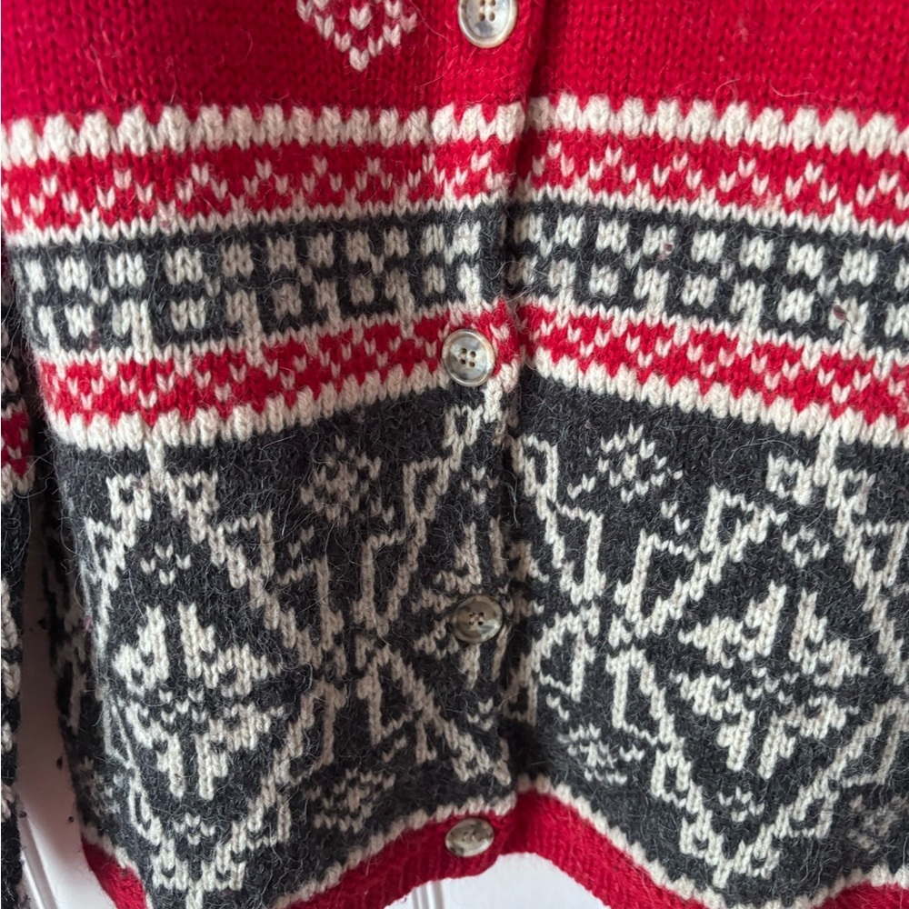 Women’s Eddie Bauer Vintage Wool Alpaca Blend Fair Isle Cardigan Sweater Medium - Picture 2 of 14